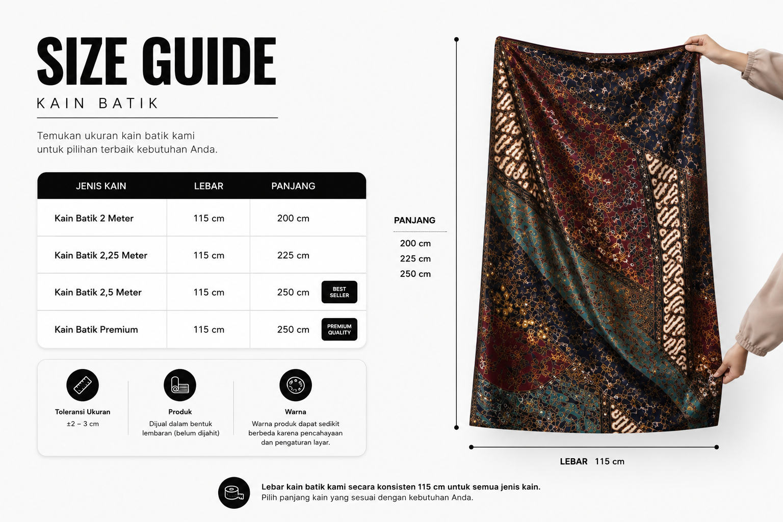Panduan Ukuran Batik Berakit Series
